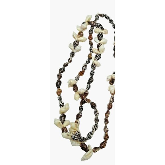Vintage Surf Style Shell Bead Necklace Bohemian Beach Jewelry 32 inch - Picture 6 of 6